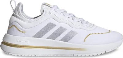 A studio shot of a single Adidas sneaker.