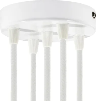 Immagine prodotto di Creative-Cables Kit rosone cilindrico in Metallo a 5 Fori - Conico, bianco lucido
