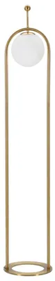 Produktbild von Glamouröse Bogen-Stehleuchte, 168 cm – Stehleuchte aus goldfarbenem Metall und weißer Glaskugel – Minimalistisches Design – E27 40 W