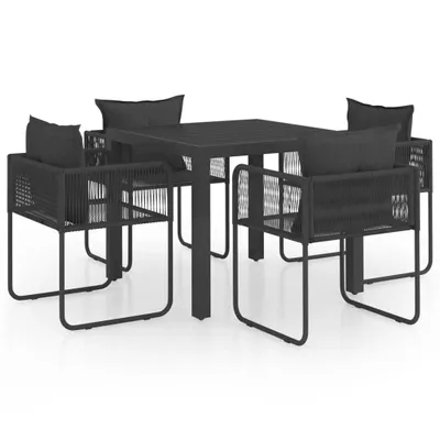 Image de vidaXL Ensemble de jardin 5 pièces PVC rotin noir