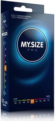 A box of MY.SIZE Pro condoms with size indicators.
