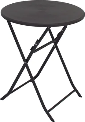 Produktbild von Balkontisch Bistrotisch Klapptisch Gartentisch grau Holzoptik 60 cm Ø  klappbar