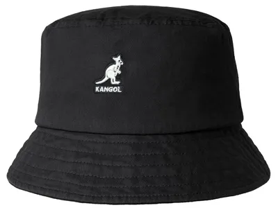 Kangol rollbar Washed Bucket Fischerhut aus reiner Baumwolle in schwarz
