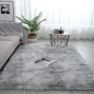Produktbild von Teppich Hochflor Flauschteppich Shaggy - Hellgrau - 80 x 160 cm - Rutschfest - Für Schlafzimmer und Wohnzimmer