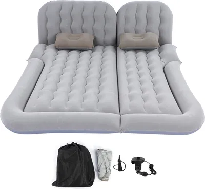 Obrázok produktu pre 2-v-1 multifunkčný nafukovací cestovný matrac PVC Flocking Soft Sleeping Rest Cushion for Car SUVGray