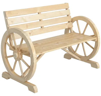 Produktbild von Gartenbank, Wagenrad-Design, für 2 Personen, Naturholz, dunkelbraun, 105,5 x 56 x 79 cm, Natur