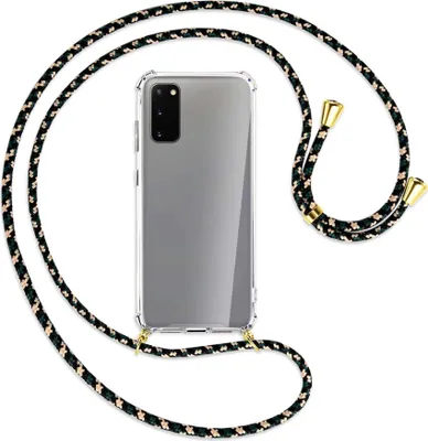 Produktbild von Handykette Backcover-Schutzhülle mit Band (Metall goldfarben) für Samsung Galaxy S20 (G980) - camouflage