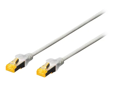 Produktbild von DIGITUS Patchkabel Cat6a S/FTP 2xRJ45 15.0m grau Hebelschutz Polybeutel
