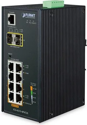 Image de PLANET Industrial 4-Port 10/100/1000T 802.3at PoE + 4-Port