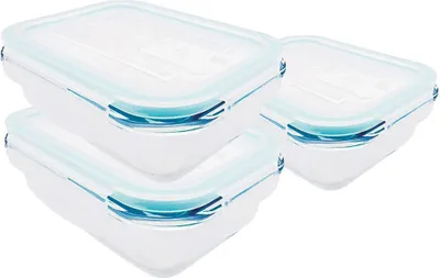 Produktbild von 3 Stück Steuber Cloc Frischhaltedose aus Glas, 620 ml, rechteckig, Glas bis 400°C