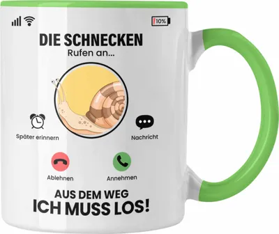 Produktbild von Trendation - Die Schnecken Rufen An Tasse Geschenk für Schnecken Züchter Besitzer Geschenkidee Lustig Spruch (Grün)