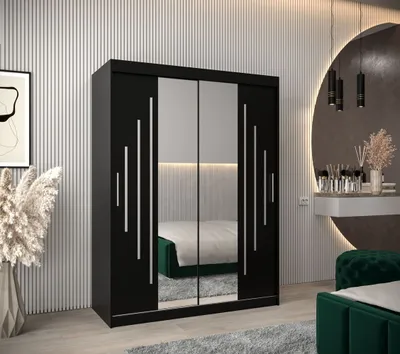 Produktbild von Kleiderschrank mit Spiegel KATI – Breite 150 cm, schwarz