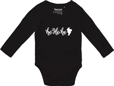 Produktbild von Huuraa Baby Body Ho Ho Ho Weihnachtsmann 68 Black  Baumwolle Fairtrade Langarmbody Geschenkidee