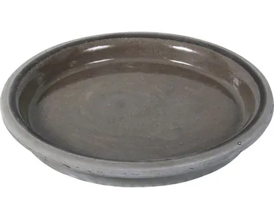 Image de Pot en céramique soucoupe DISKO bleu basalte 28 cm