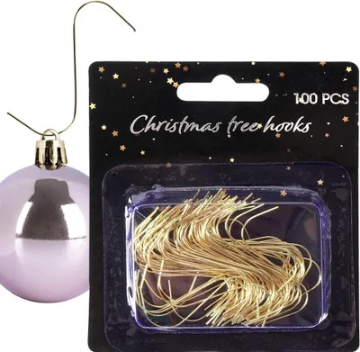 Obrázok produktu pre 100 zlatých háčikov 4 cm na gule na vianočný stromček - jednoduché zavesenie