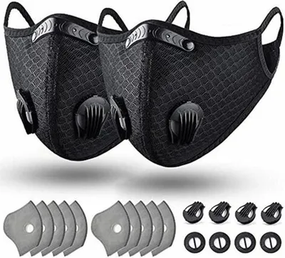 Produktbild von Wiederverwendbare, waschbare Staubmaske mit Filter zum Laufen, Radfahren, für Outdoor-Aktivitäten, Anti-Smog-Staubschutzmaske, schwarze Ohrschlaufen, Einheitsgröße 5
