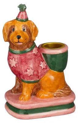 Imagen del producto de Soporte para velas "Mio" con forma de perro, dimensiones: 19,5 x 6,5 x 14 cm