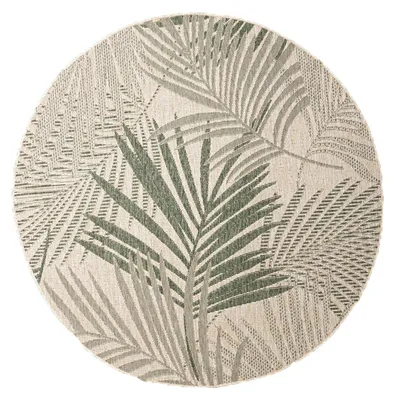 Image de Volero - Tapis d'Extérieur Rond - Tiga Vert Palmier - Ø 120cm