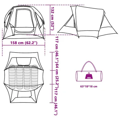 Immagine prodotto di vidaXL Tenda da campeggio 4 persone Verde Impermeabile