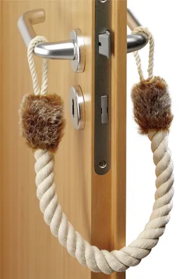 A door handle with a rope attached to it.