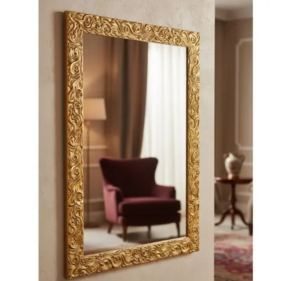 Immagine prodotto di MO.WA Specchio da parete 50x70 rettangolare oro antico specchio armadio specchio armadio specchio corridoio con cornice in legno massiccio,