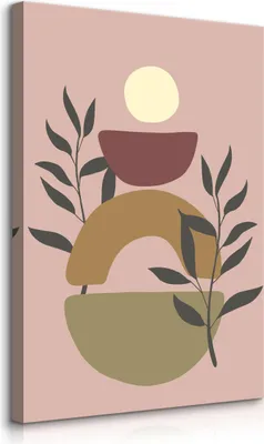 Produktbild von Muralo Leinwandbild Canvas BLÄTTER Abstraktion Geometrische Muster Boho Stil Br. 70cm x Hö. 100cm