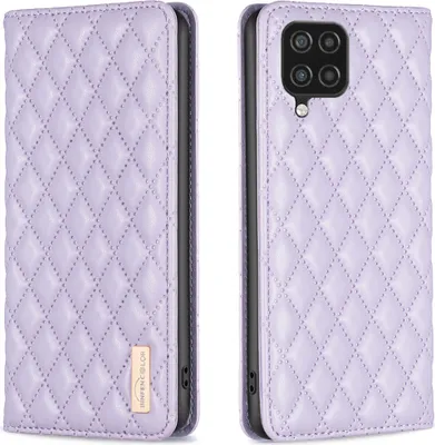 Produktbild von Galaxy A12 Hülle, Elegant Bookstyle Flip Leder Kartenfächer Schutzhülle mit Ständer für Samsung Galaxy A12 Lila