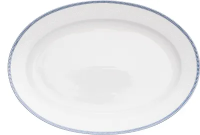 Produktbild von Thun 1794 Ovale Schale, tschechisches Porzellan, 36 cm, weiße Spitze, blauer Rand, Thun