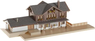 Produktbild von FALLER Bahnhof Schwarzach Modellbausatz mit 126 Einzelteilen 251 x 120 x 74 mm I Modelleisenbahn Zubehör N Gebäude I Modelleisenbahn N Bahnhof