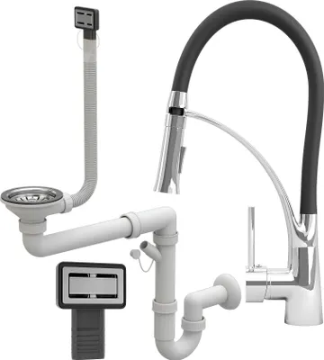 Produktbild von Mischbatterie Nexo + Rechteckiger Siphon Chrom Manuell 1Kom
