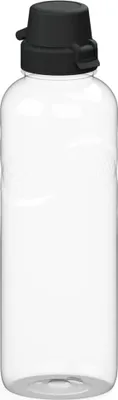 Produktbild von Trinkflasche Carve "School" 1 L - Auslaufsicher und sichere Griffmulden - Flasche für Kinder, Schule und Sport - transparent/schwarz