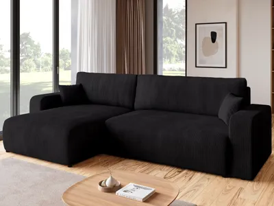 Produktbild von BroMARKT Ecksofa PUMI XL Schlaffunktion Bettkasten L-Form 125x230 cm Schwarz
