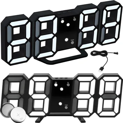 Obrázok produktu pre Digitálny budík 3D LED digitálne nástenné hodiny Dátum 12h 24h USB Teplota Budík Spálňa Obývacia izba Kuchyňa Kancelária Stmievateľné časové hodiny Retoo