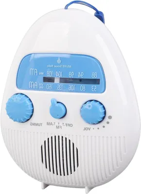 Productafbeelding van Doucheradio - Draagbare Radio - Badkamer Muziek - Spatwaterdicht Ontwerp - 16 x 14 x 6 cm - Wit