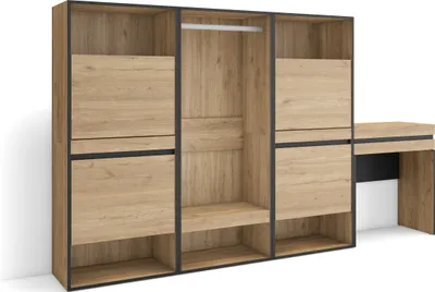 Produktbild von Schuhregal, Schuhschrank, 250x35x145 cm, Für Schlafzimmer, Zimmer, Offener Kleiderschrank, Schminktisch, Eiche