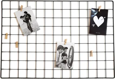 Produktbild von Metall Gitter Fotorahmen 65x45 cm mit 6 Holzklammern