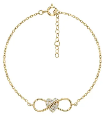 Produktbild von 375 Echtgold Armband Herz Infinity mit Zirkonia filigran Damen