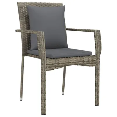 Produktbild von vidaXL Gartenstühle mit Kissen 2 Stk. Poly Rattan Grau