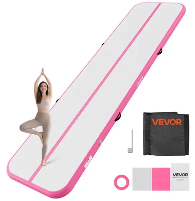 Produktbild von VEVOR Aufblasbare Gymnastik Luftmatte 3m Trainingsmatten mit elektrischem Pump, 10 cm dicke robuste Tumblingbahn, Tumblingmatte für den Heimgebrauch/Fitnessstudio/Outdoor/Yoga/Freestyle/Strand/Park/Wasser, Pink