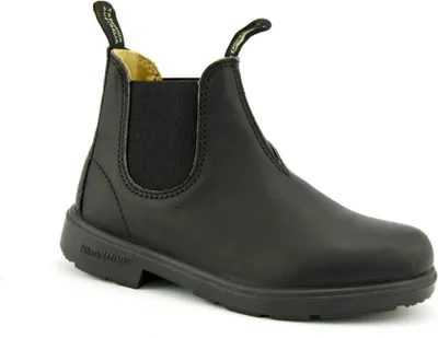 A black Blundstone boot on a white background.
