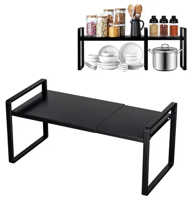 Ausziehbares Schrankregal 31-55 cm, Küchenorganizer, schwarz