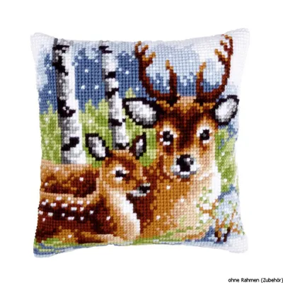Produktbild von Vervaco Kreuzstichkissen "Rehe", Stickbild vorgezeichnet