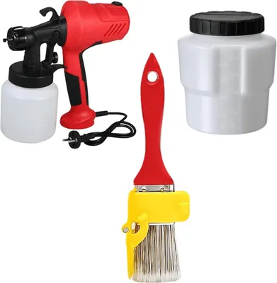 Obrázok produktu pre sada 3 400W striekacích pištoľí s hmotnosťou 1,2 kg, striekacia pištoľ s 800ml pohárom, 2,5mm tryska, 1 náhradný štetec, 1 náhradný pohár na farbu - PRINJETPACK