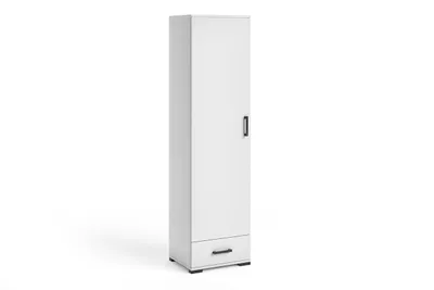 Produktbild von Vitrine FINO I mit Tür und Schublade, Hochschrank mit Stauraum, Vitrinenschrank für Wohnzimmer und Esszimmer, Moderne Standvitrine, Weiß