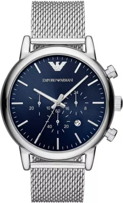 Produktbild von Armani Herrenuhr AR80038 Chronograph Datumsfunktion Quarz 46mm Edelstahl Marineblau