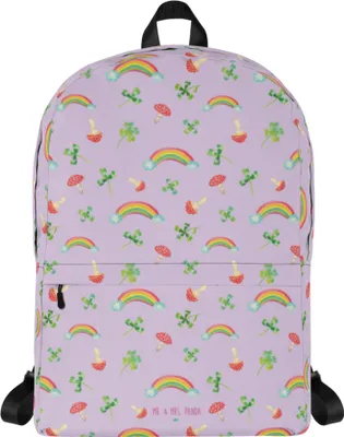 Produktbild von Mr. & Mrs. Panda Rucksack Blume Kleeblatt - Violett - Geschenk, Glück, Motivation, Laptoprucksack, Backpack, Jobwechsel, Umzug, Garten, Unirucksack, Schulrucksack