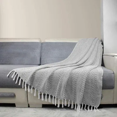 Immagine prodotto di Coperta decorativa Unyqoos® in stile rustico – 100% cotone, , plaid per divano e letto, da utilizzare sia all'interno che all'esterno, dimensioni 127 x 152 cm