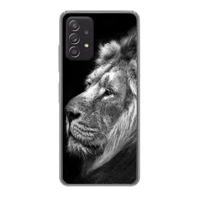 Produktbild von MuchoWow® Handyhülle Schutzhülle Hülle für Samsung galaxy a73 Löwe vor schwarzem Hintergrund in schwarz und weiß Silikon Softcase Handy Hülle - Handyhülle