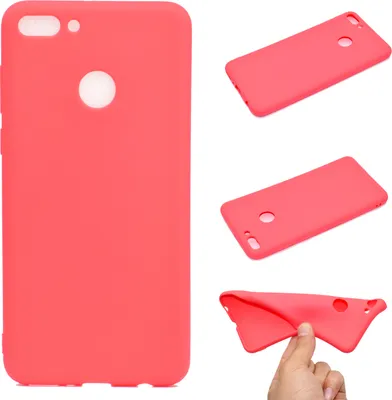 Produktbild von für HUAWEI Y9 2018 Schöne Candy Color Matte TPU Anti-Scratch rutschfeste Schutzhülle Zurück Fallrot