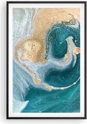 Produktbild von Gerahmtes Poster - Schwarzer Rahmen - Golden Türkis Hintergrund - 61x91,5 cm - Wand Bild - Wanddeko - Wandbilder - Kunstposter - Wandposter - Bilderrahmen - Bilder - Kunstdruck - P2BPA61x91-4969